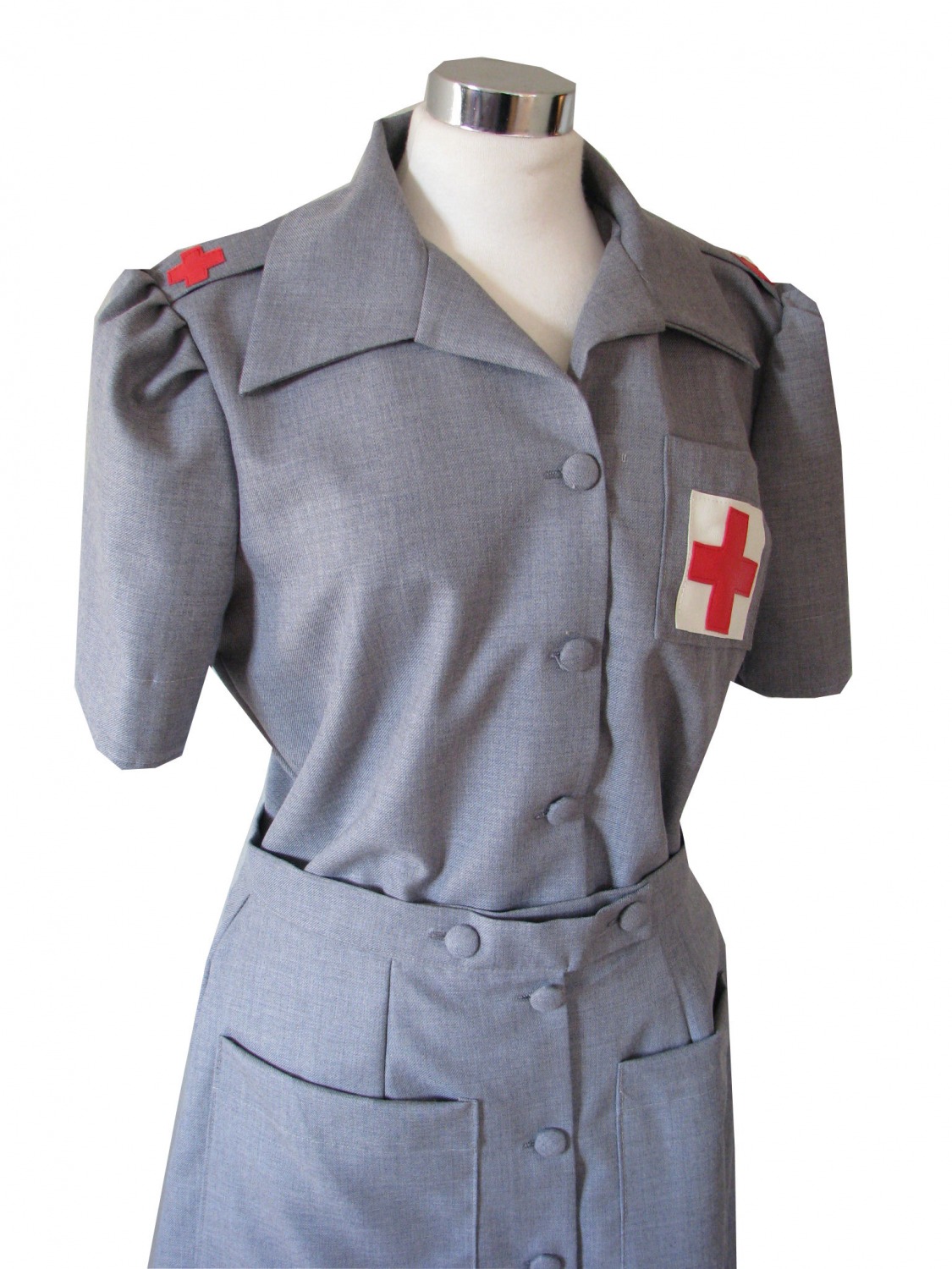 Ladies 1940s Wartime G I Nurse Costume Size 12 - 14 Image